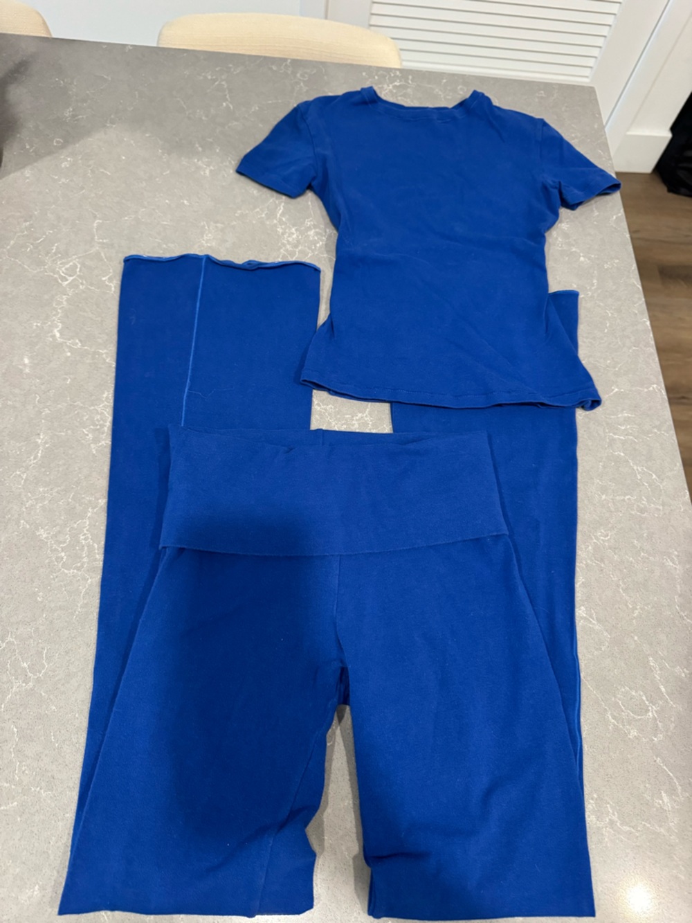 SKIMS royal blue fold over pant set